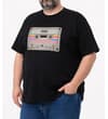 Thumbnail Black T-shirt worn by model with cassette front print.